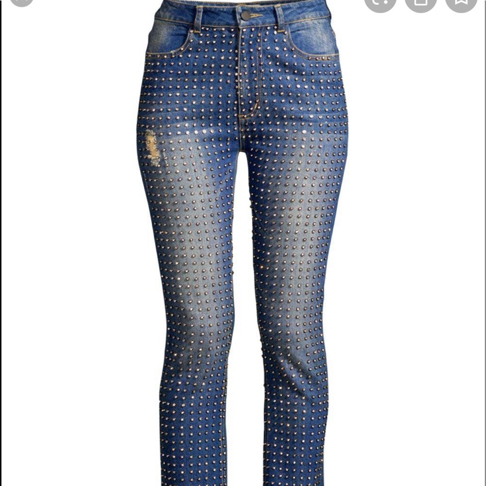 Alice and Olivia diamond studded jeans